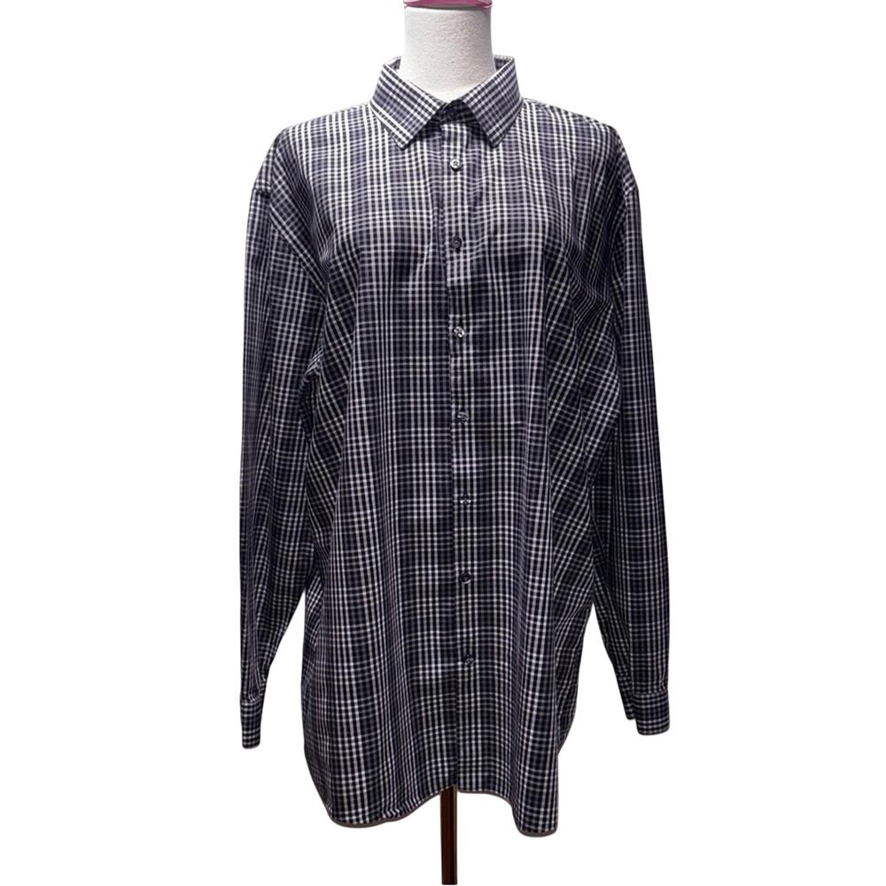 JF J. Ferrar Slim Mechanical Stretch Long Sleeve Button Up Shirt Size XL